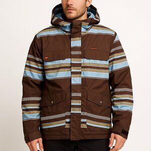 Foursquare snowboard shell jacket performance waterproof stripe Small